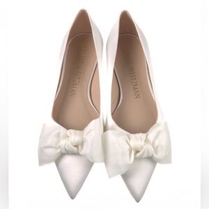 Stuart Weitzman Satin Bow Ballet Flats Size 7.5